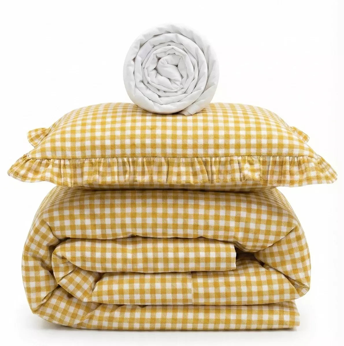 Yellow Squares Washed Cotton Plaid Crib Bedding Set