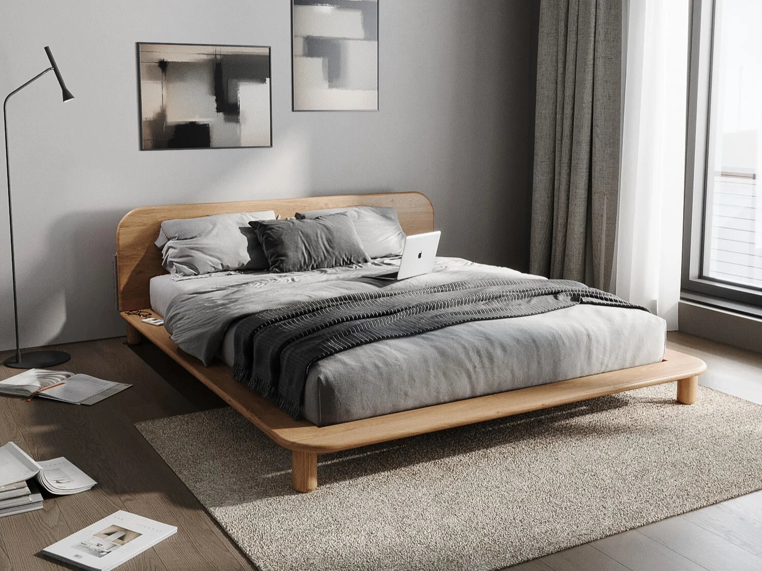 Sayto Solid Wood Double Bed
