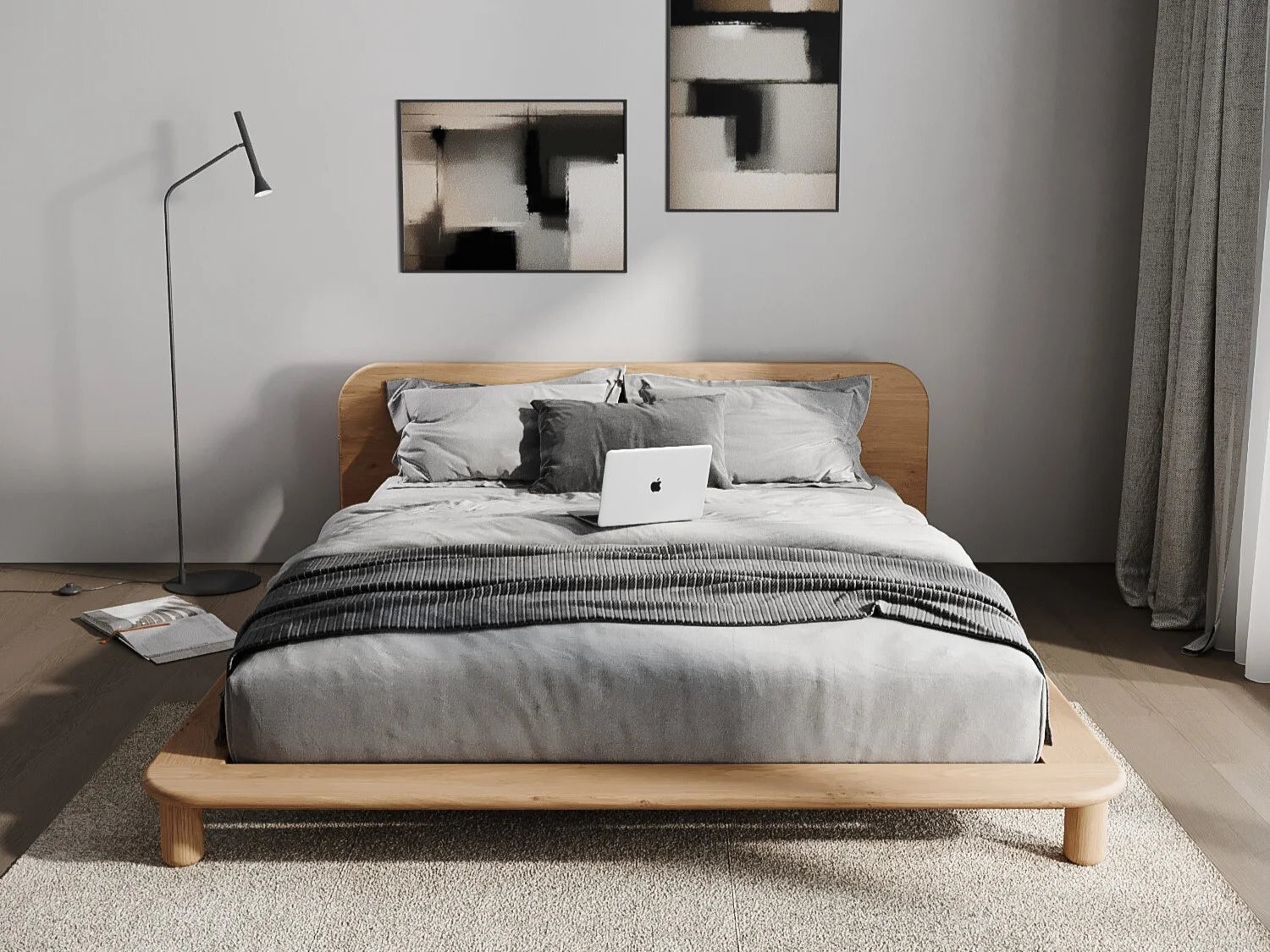 Sayto Solid Wood Double Bed