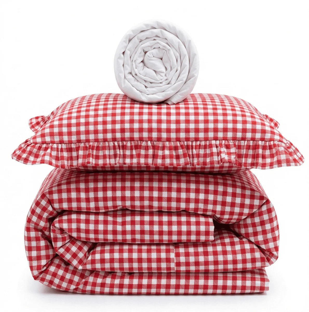 Red Poplin Plaid Crib Bedding Set