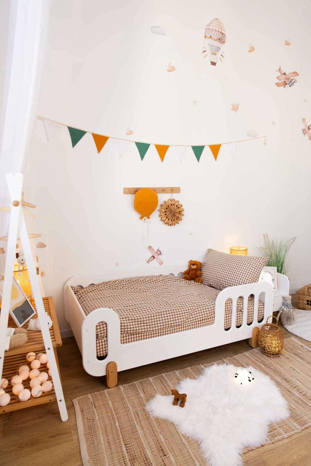 Toffee Washed Cotton Plaid Crib Set