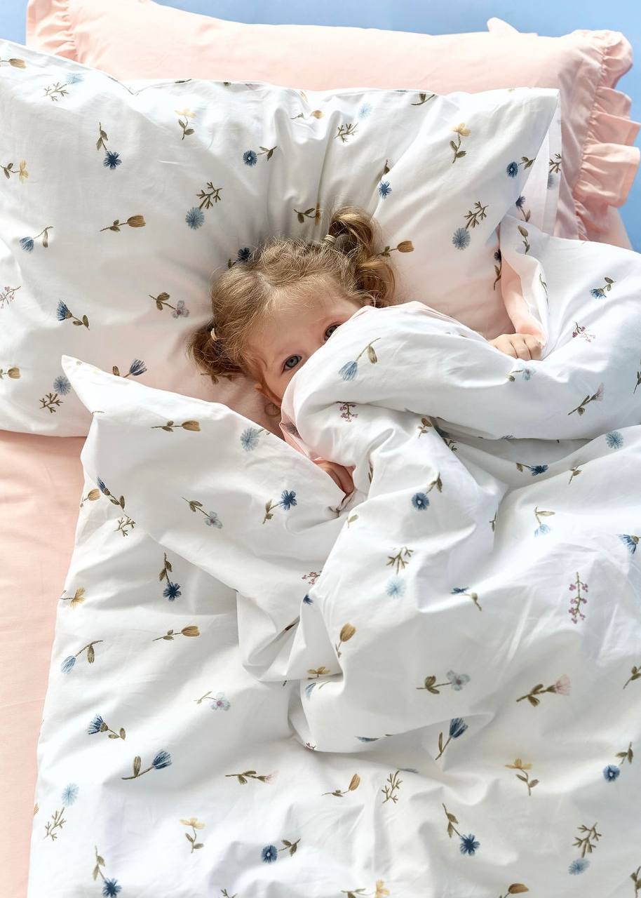 Floral Symphony Peach Print Poplin Crib Bedding Set