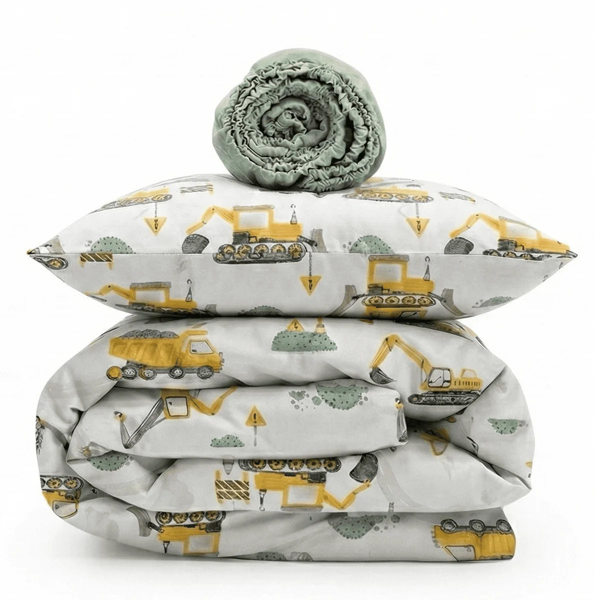 Big Machines Print Crib Bedding Set (Yellow)