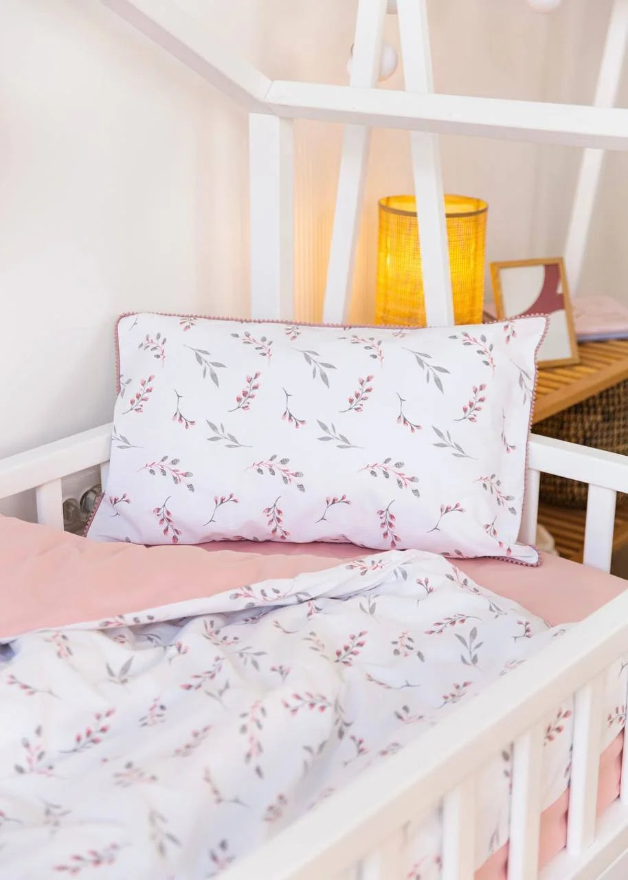 Bloom Floral Print Bedding Set with Pom Poms