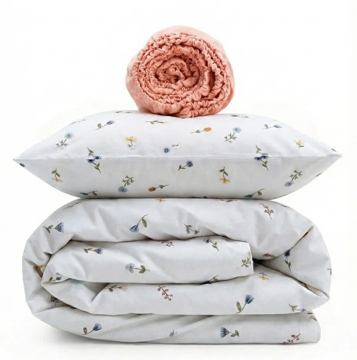 Floral Symphony Peach Print Poplin Crib Bedding Set