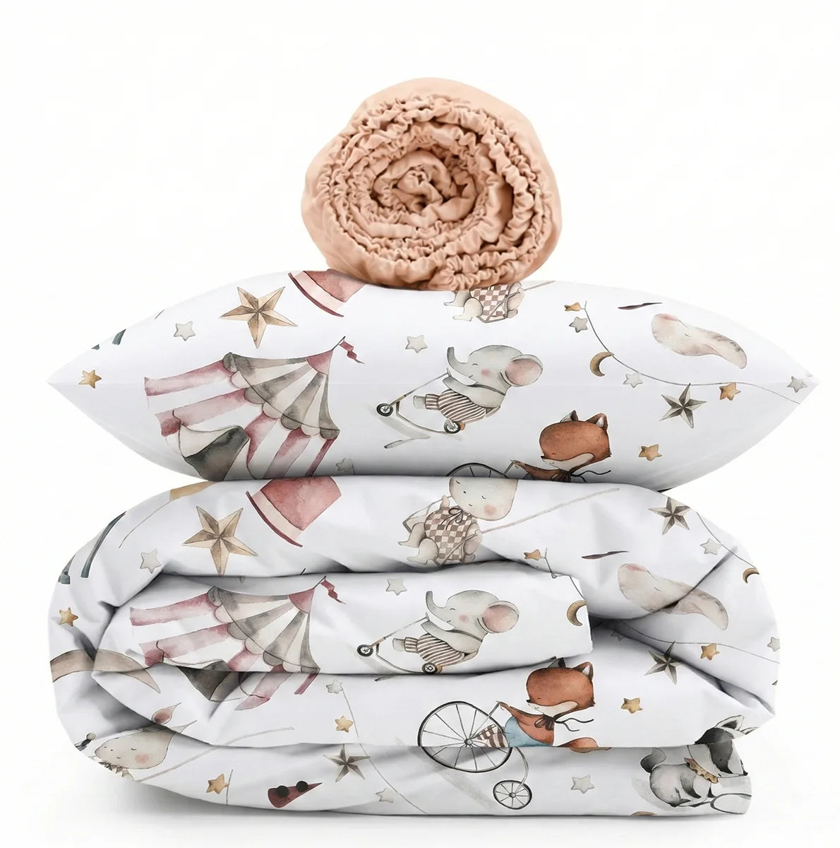 Circus Print Poplin Crib Bedding Set