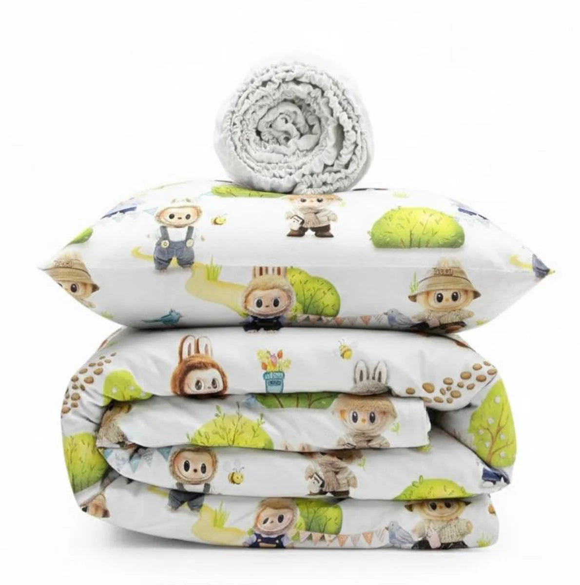 Labubu Print Poplin Crib Bedding Set
