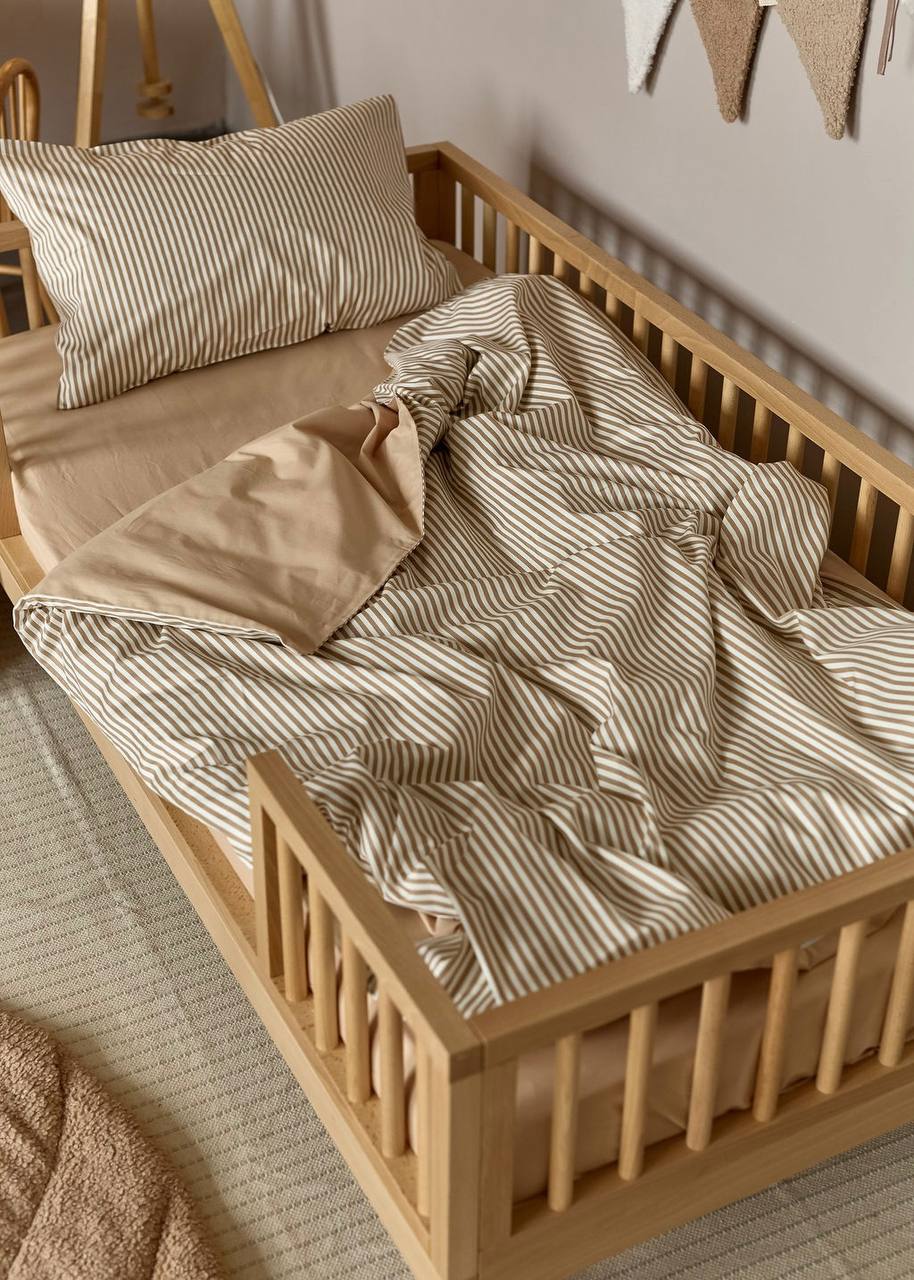 Stripes Print Satin&Poplin Crib Bedding Set