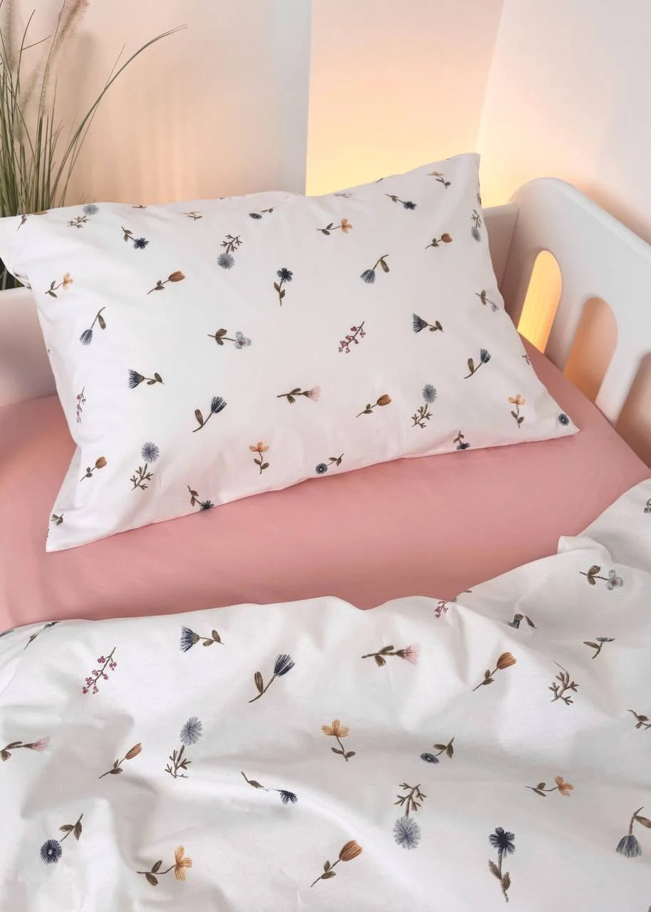 Floral Symphony Pink Print Poplin Crib Bedding Set