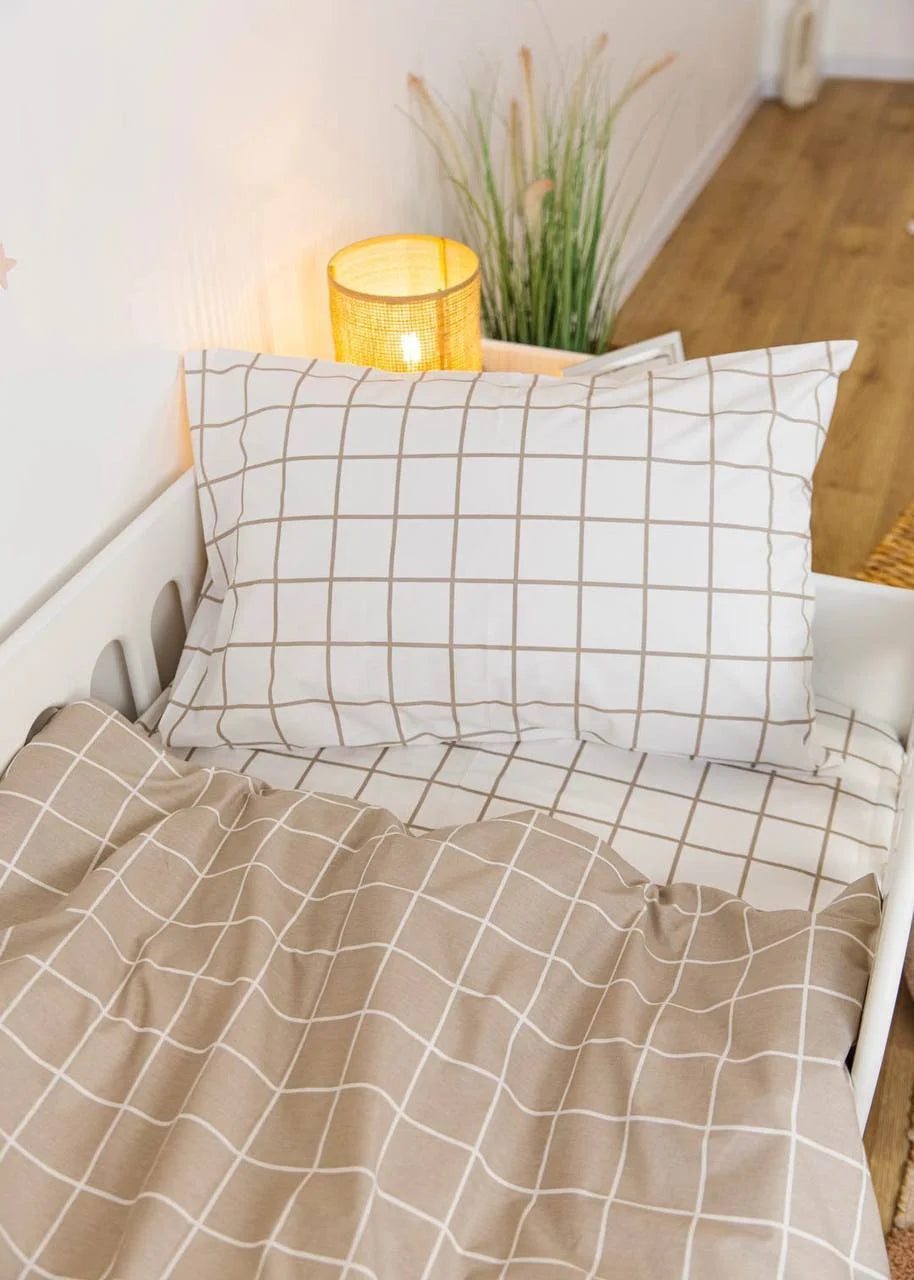 Minimalist Print Poplin Plaid Crib Bedding Set