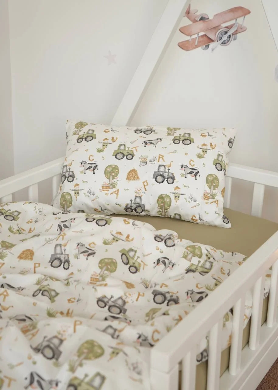 Farm Print Satin&Poplin Crib Bedding Set