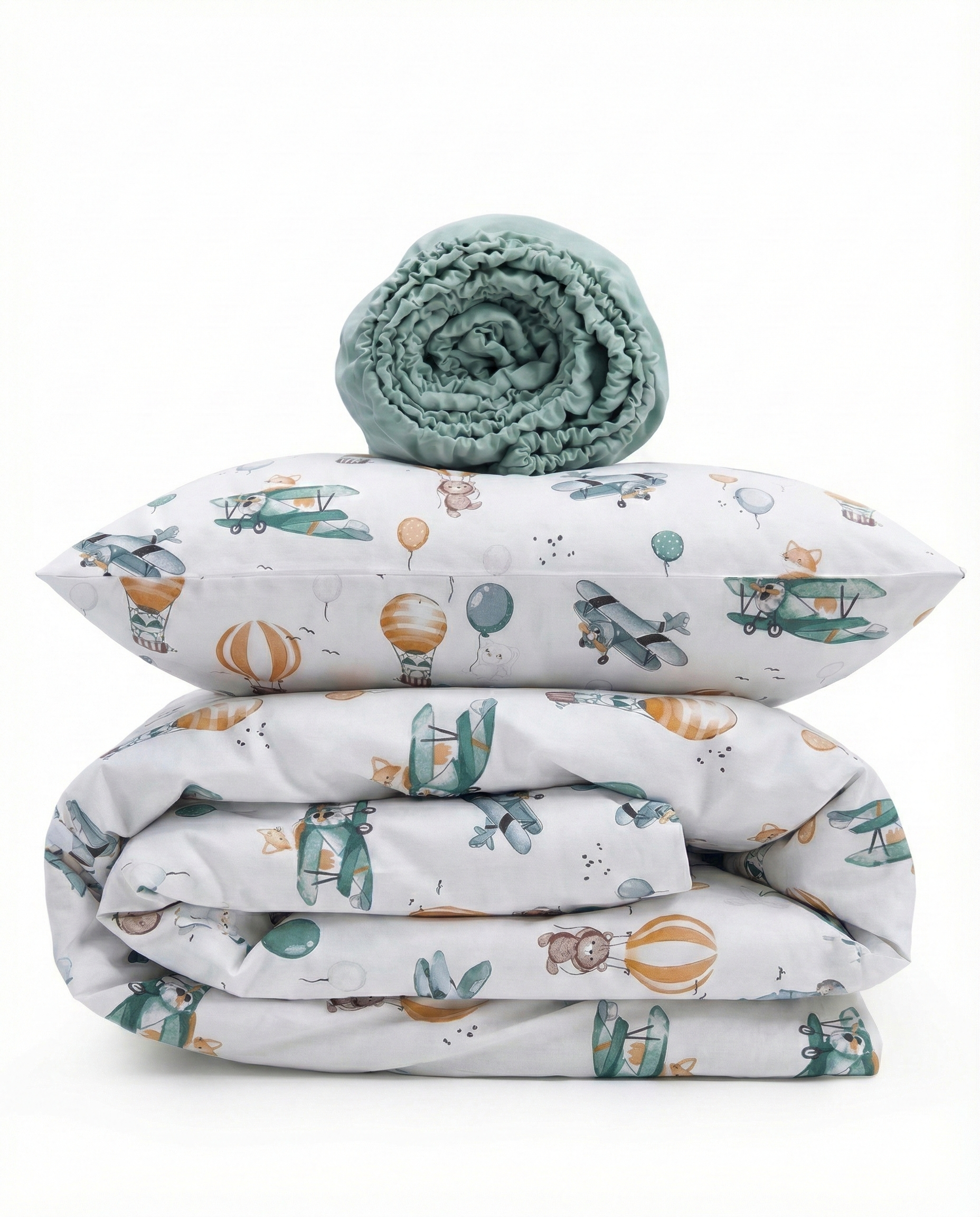 Balloon Print Poplin Crib Bedding Set (Mint)