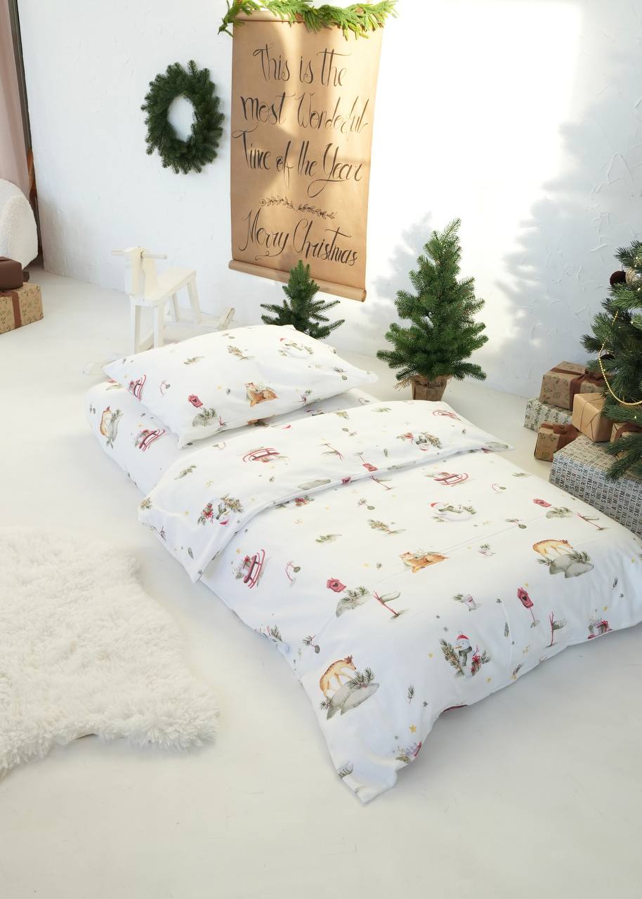 Let It Snow Print Cotton Flannel Crib Bedding Set