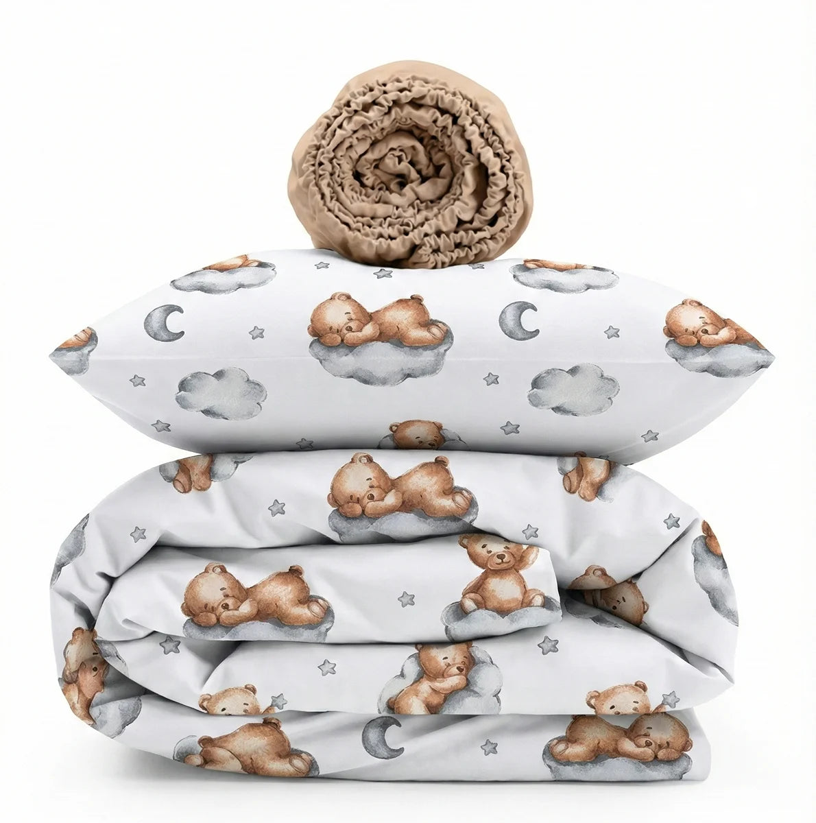 Bear Оn Cloud Print Poplin Crib Bedding Set
