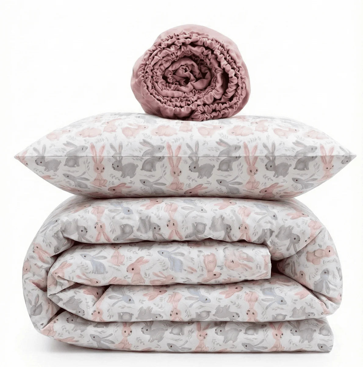 Sweet Bunnies Print Poplin Crib Bedding Set