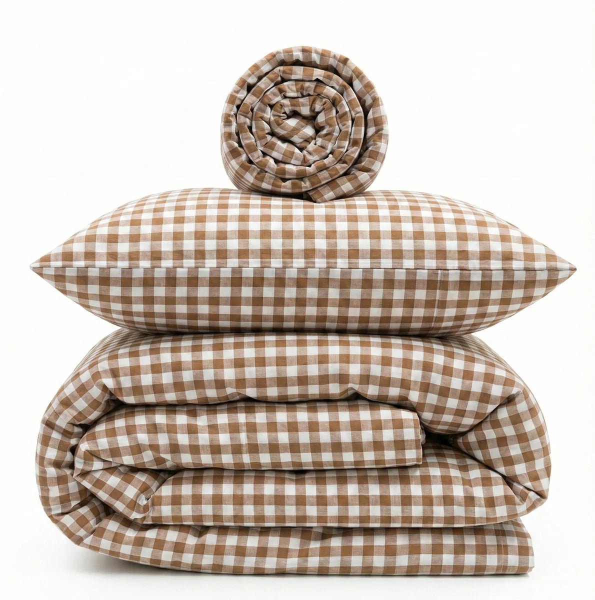 Toffee Washed Cotton Plaid Crib Set