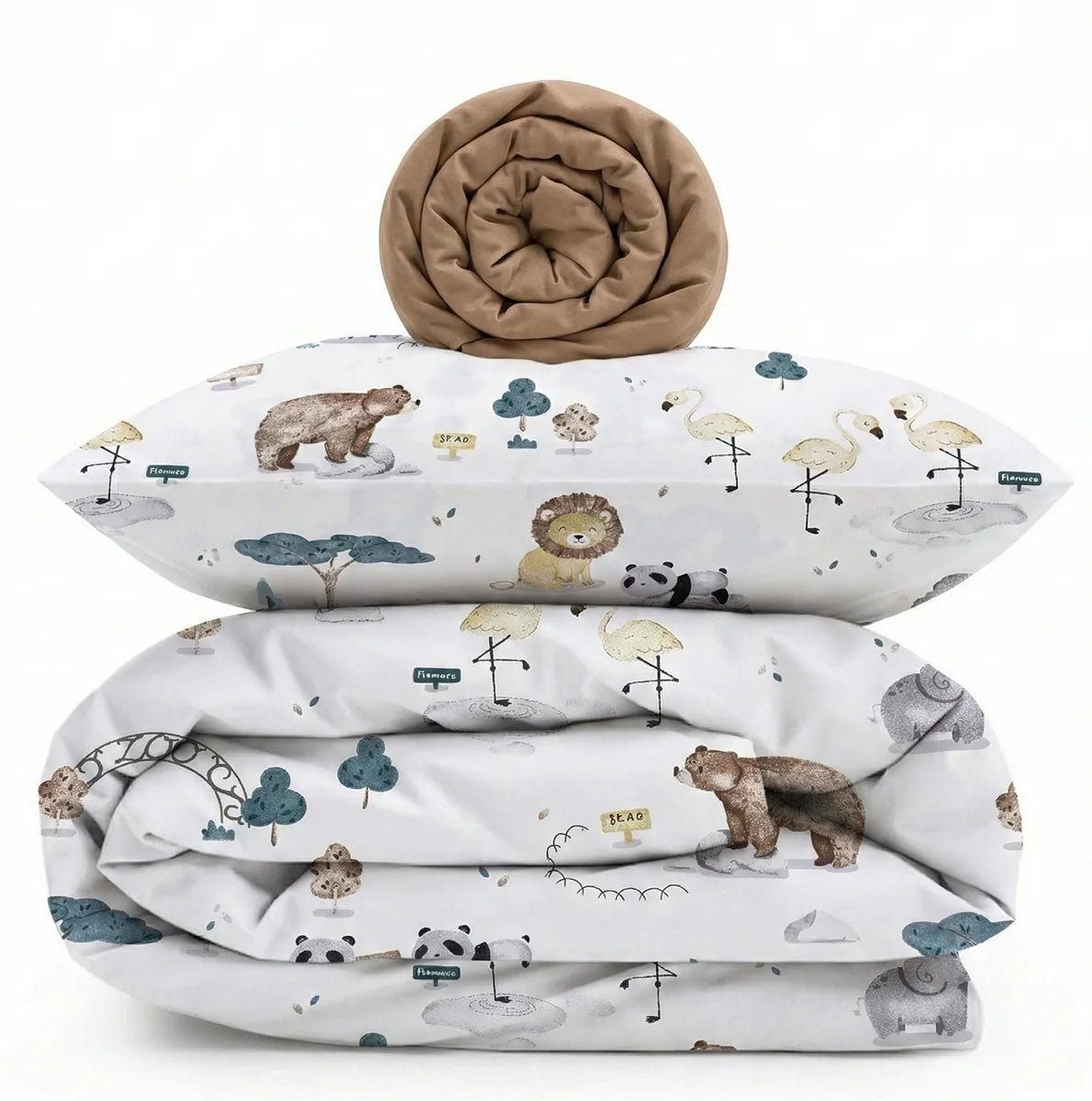 Zoo Print Satin&Poplin Crib Bedding Set