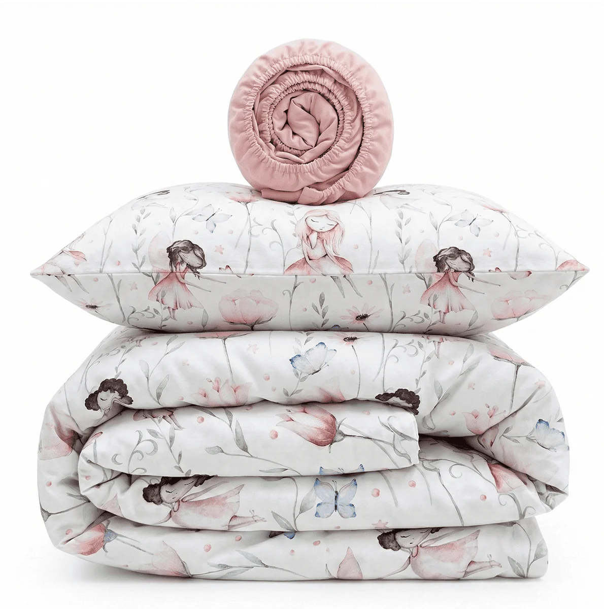 Fairies Print Poplin Crib Bedding Set